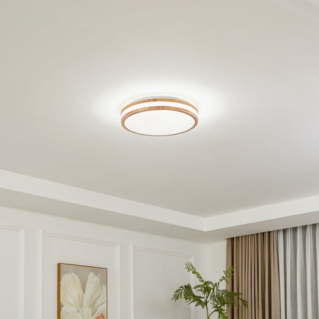 Candeeiro de teto LED Lindby Emiva, Ø 39,5 cm, CCT, madeira