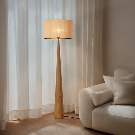 Candeeiro de pé Lucande Fabrena, cor natural, bambu, altura 138 cm