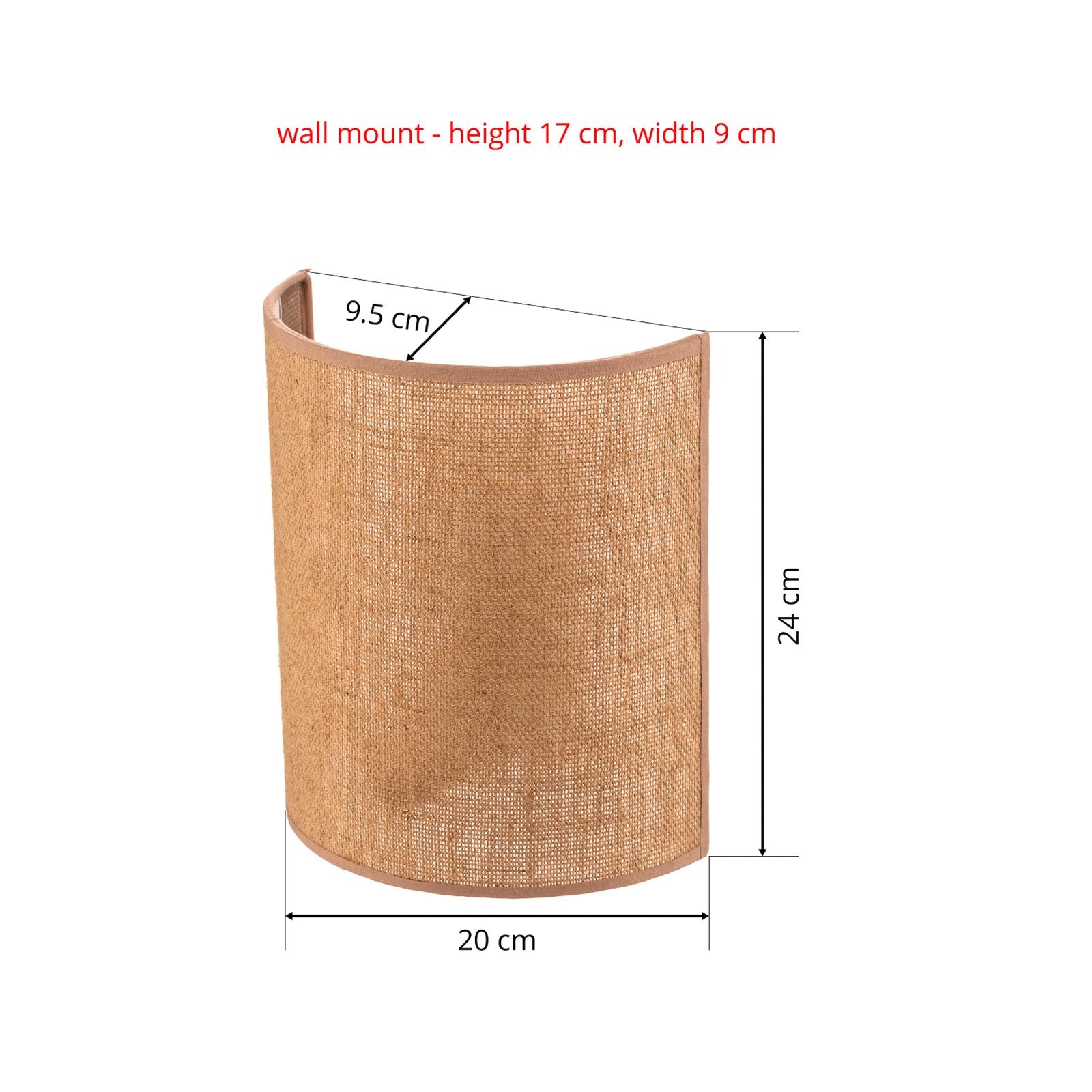 Candeeiro de parede Euluna em juta, castanho, têxtil, altura 24 cm, E27