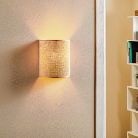 Candeeiro de parede Euluna em juta, castanho, têxtil, altura 24 cm, E27