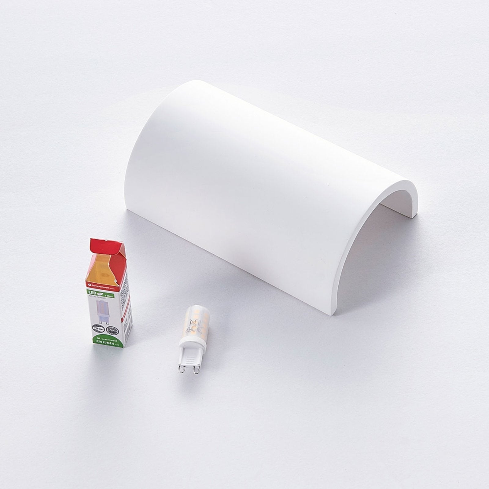 Candeeiro de parede Lindby Colja, redondo, 16 cm de altura, gesso, branco
