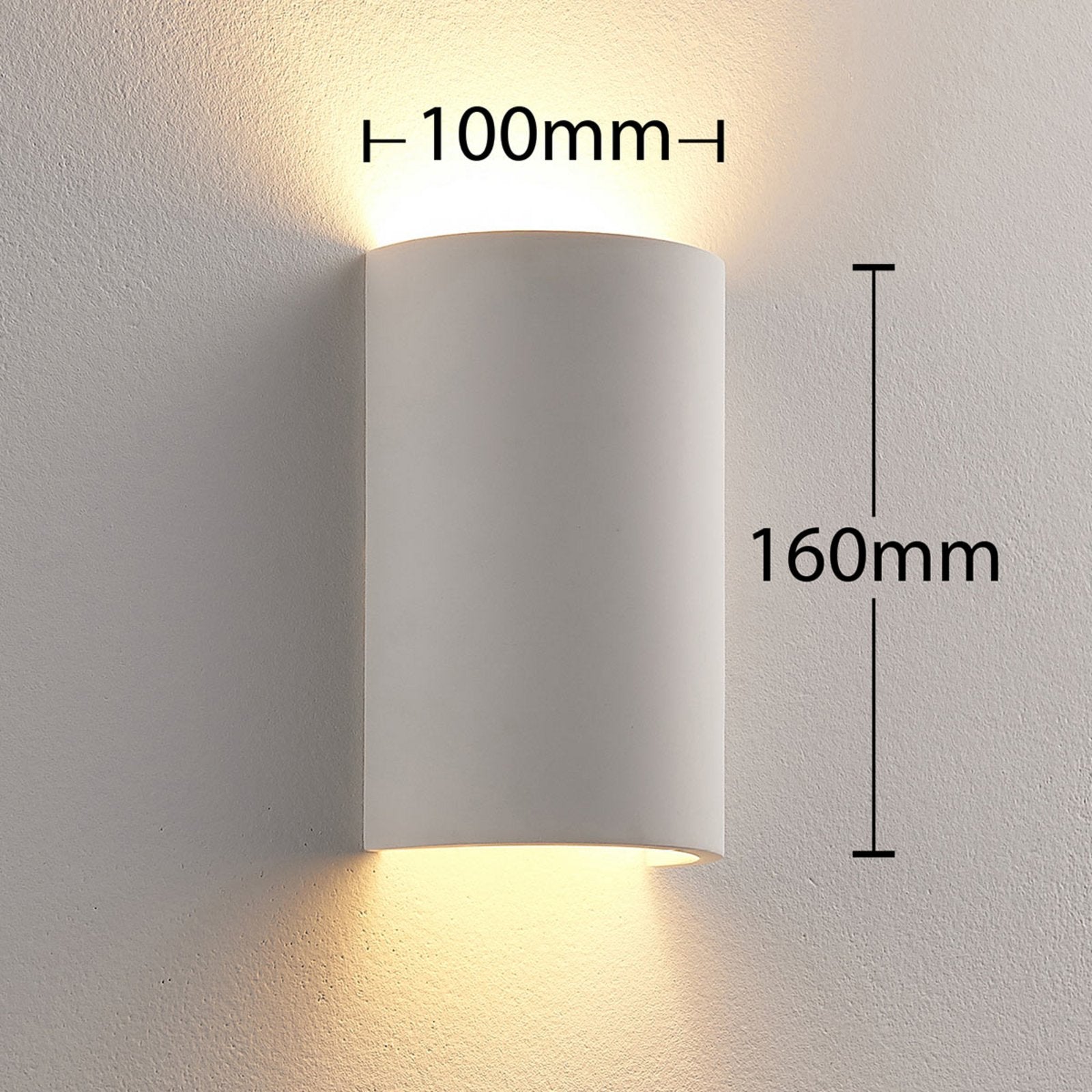 Candeeiro de parede Lindby Colja, redondo, 16 cm de altura, gesso, branco