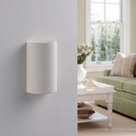 Candeeiro de parede Lindby Colja, redondo, 16 cm de altura, gesso, branco