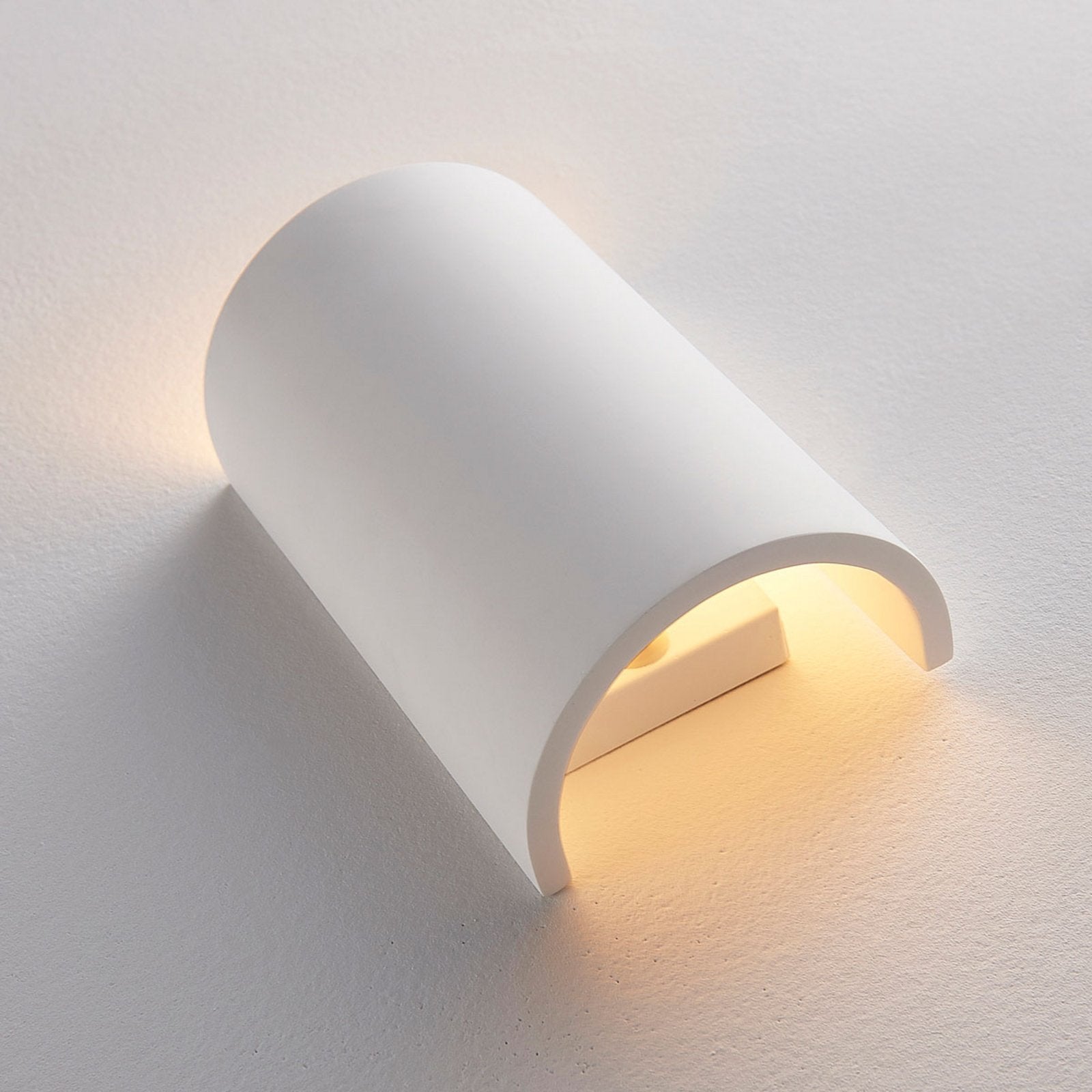Candeeiro de parede Lindby Colja, redondo, 16 cm de altura, gesso, branco