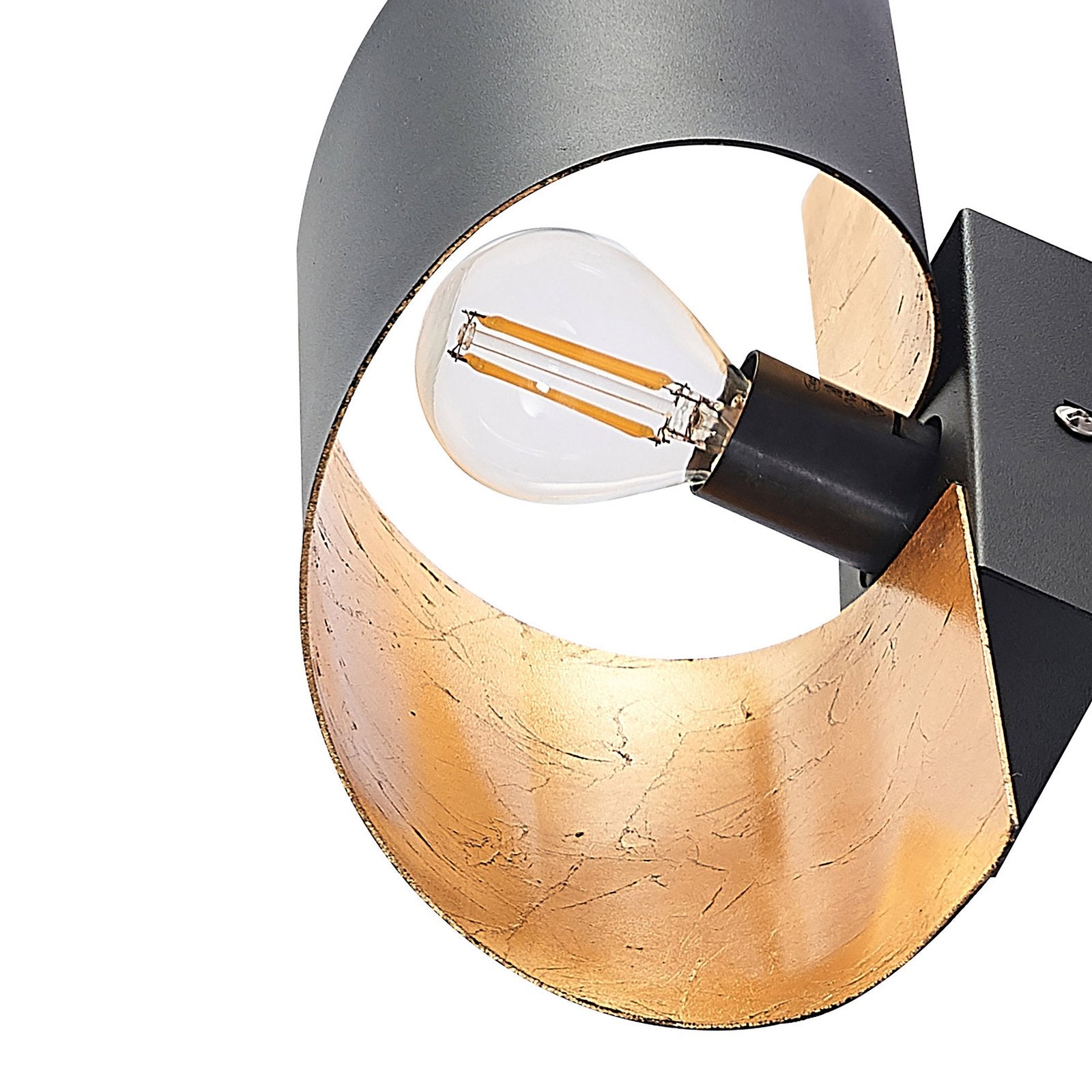 Candeeiro de parede Lindby Desirio, preto/dourado, 35 cm, metal