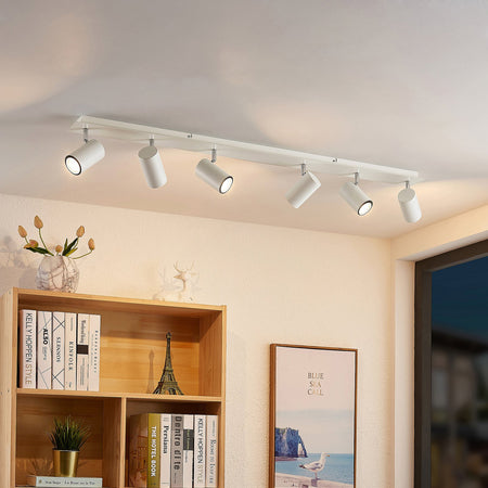 Foco de teto Lindby Joffrey, 116 cm, branco, 6 lâmpadas, GU10